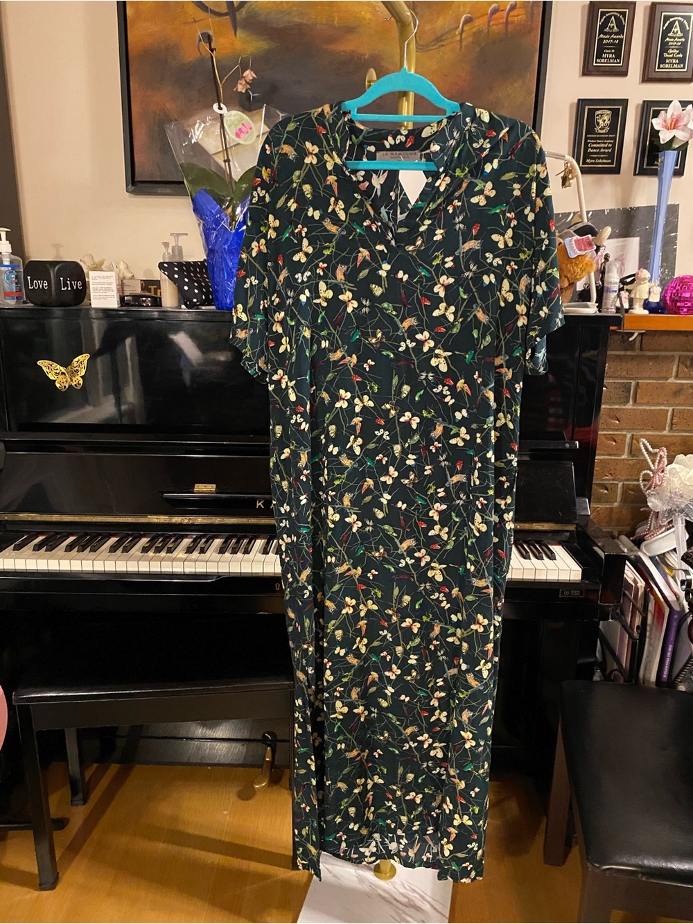 Nora Ayron Maxi Dress with Green & Yellow Botanical Print